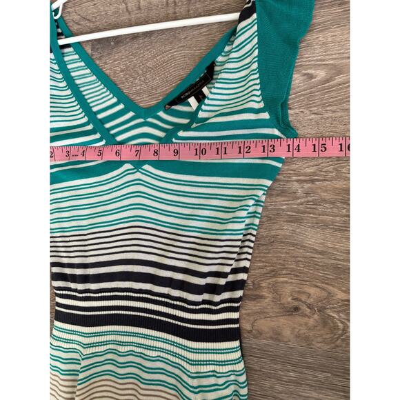 BCBGMaxAzria Striped Silk Blend Knit Dress Small Flutter Sleeve - Picture 8 of 9